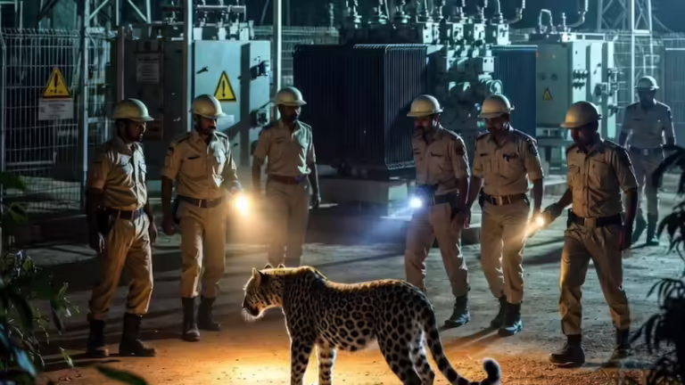 400 के.वी. सबस्टेशन इंदौर में घुसे तेंदुए को बहादुरी से पकड़ा