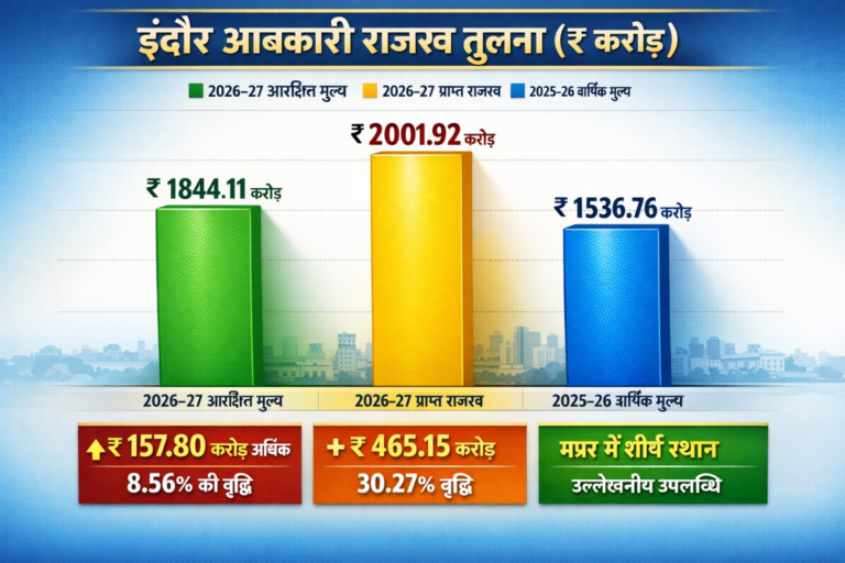 इंदौर आबकारी में अभूतपूर्व वृद्धि, 8 चरणों में ₹2001 करोड़ का राजस्व