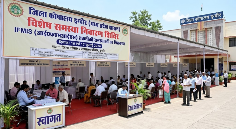 जिला कोषालय इन्दौर में समस्या निवारण शिविर 16 एवं 17 जुलाई को