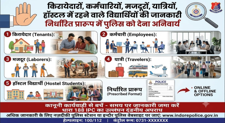 किरायेदारों, कर्मचारियों, मजदूरों, यात्रियों, हॉस्टल में रहने वाले विद्यार्थियों की जानकारी निर्धारित प्रारूप में पुलिस को देना अनिवार्य