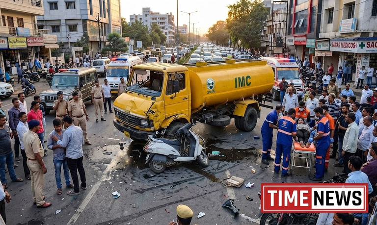 इंदौर निगम के टैंकर ने B.Tech छात्रा को रौंदा, मौत:भाई घायल; हादसे के बाद भाग रहे ड्राइवर को राहगीरों ने पकड़ा